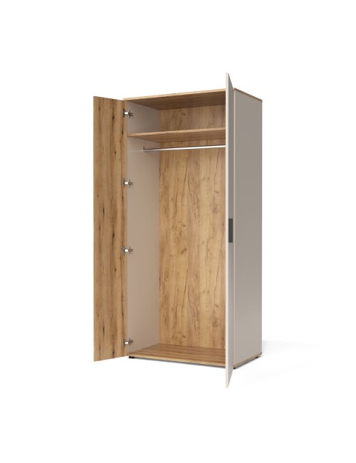 Armadio guardaroba 2 ante Frezo08 in cashmere e listelli verticali rovere evoque – 90x55x195