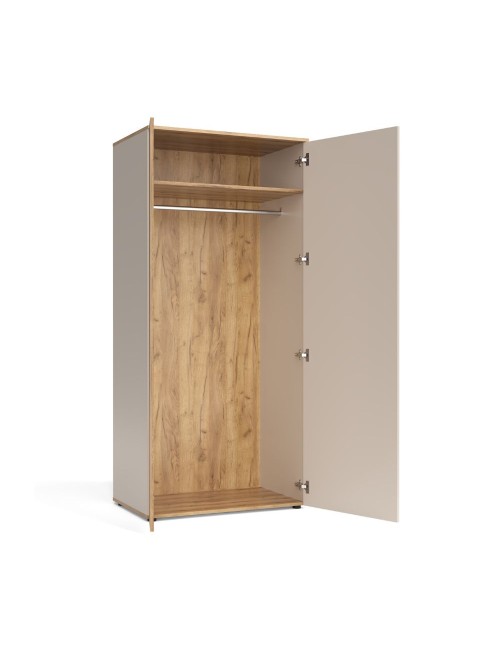Armadio guardaroba 2 ante Frezo08 in cashmere e listelli verticali rovere evoque – 90x55x195
