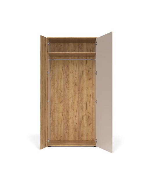 Armadio guardaroba 2 ante Frezo08 in cashmere e listelli verticali rovere evoque – 90x55x195