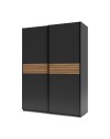 Armadio due ante scorrevoli Metropol colore antracite e inserti rovere – 150x58,1x204,5H