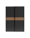 Armadio due ante scorrevoli Metropol colore antracite e inserti rovere – 150x58,1x204,5H