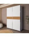 Armadio due ante scorrevoli Metropol colore bianco e inserti rovere – 150x58,1x204,5H