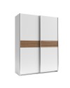 Armadio due ante scorrevoli Metropol colore bianco e inserti rovere – 150x58,1x204,5H
