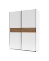 Armadio due ante scorrevoli Metropol colore bianco e inserti rovere – 150x58,1x204,5H