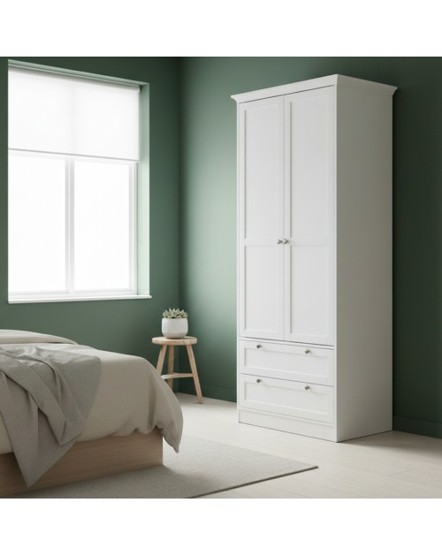 Armadio due ante e due cassetti Landwood14 colore bianco