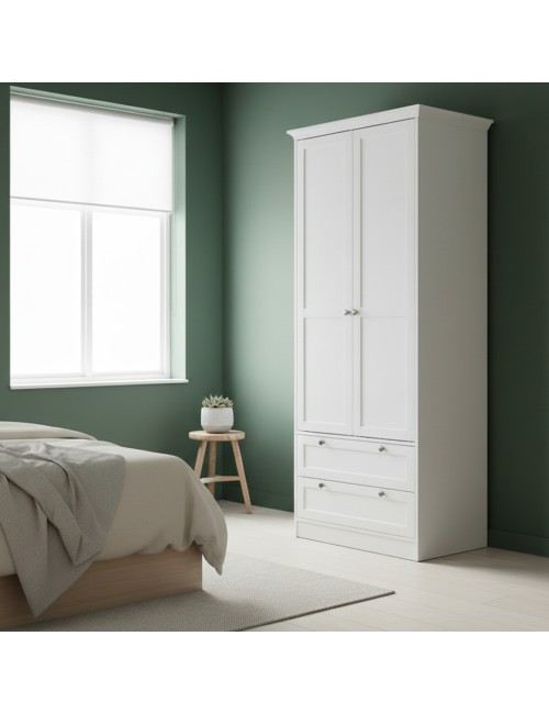 Armadio Due Ante e Due Cassetti Landwood14 Colore Bianco Prezzo