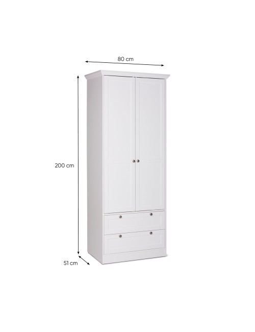 Armadio Due Ante e Due Cassetti Landwood14 Colore Bianco Prezzo