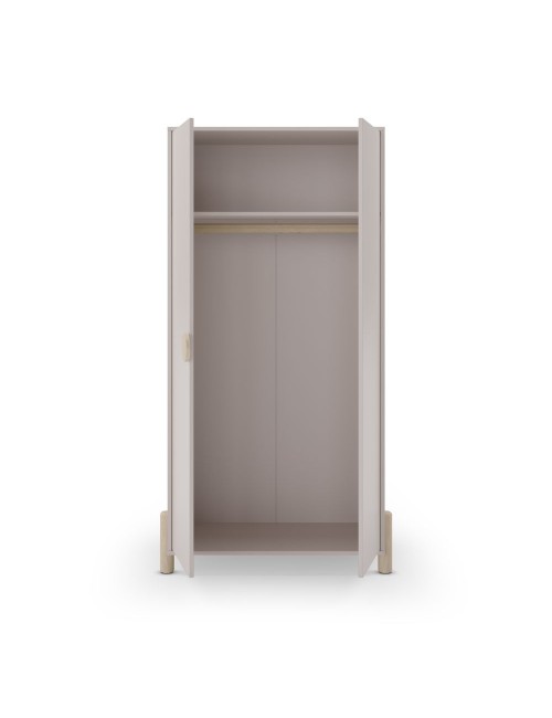 Armadio Enola 2 Ante in Legno Massiccio Beige – 92,8x45x180 cm | Eleganza Naturale e Praticità per la Tua Casa