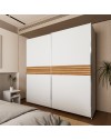 Armadio Metropol 2 ante scorrevoli 200 cm bianco con inserti rovere