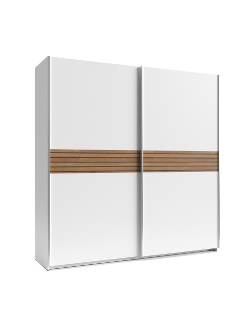 Armadio Metropol 2 ante scorrevoli 200 cm bianco con inserti rovere