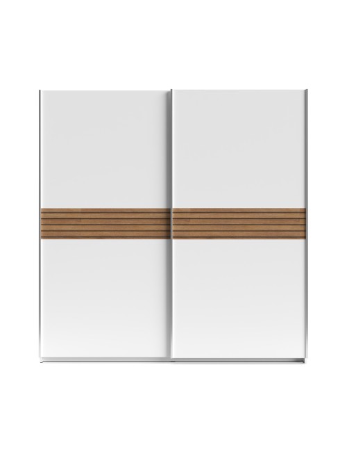 Armadio Metropol 2 ante scorrevoli 200 cm bianco con inserti rovere