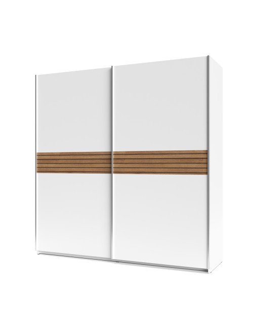 Armadio Metropol 2 ante scorrevoli 200 cm bianco con inserti rovere