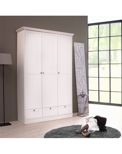 Armadio tre ante e tre cassetti Landwood18 colore bianco