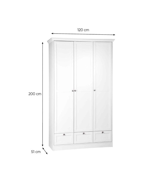 Armadio Tre Ante e Tre Cassetti Landwood18 Colore Bianco Prezzo