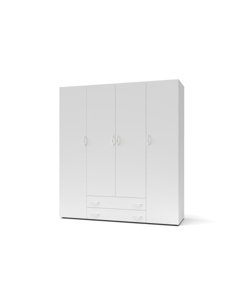 Armadio 4 ante e 2 cassetti Seba4 160x51,6x177h colore bianco