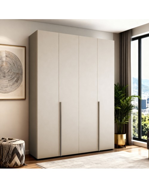 Armadio 4 ante battenti cashmere Modular con ripiani e aste appendiabiti H 245 cm