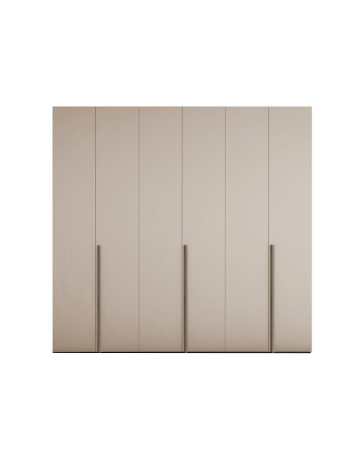 Armadio 6 ante battenti cashmere Modular con ripiani e aste appendiabiti H 245 cm