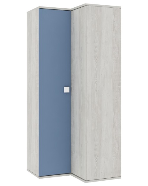 Armadio angolare 98x96x223h colore bianco consumato celeste