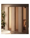 Armadio Bristol 6 ante battenti cashmere e noce caramello con specchi bronzati 273x240H