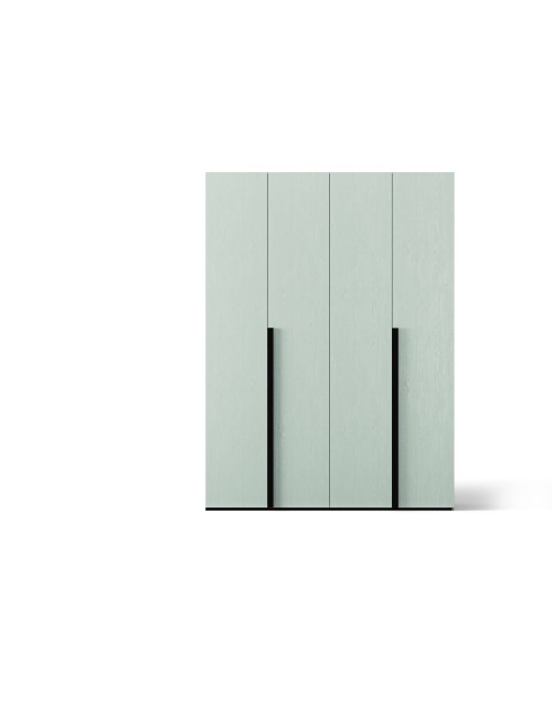 Armadio 4 ante battenti bianco portland e maniglie nero opaco Coco 185x60,3x250h
