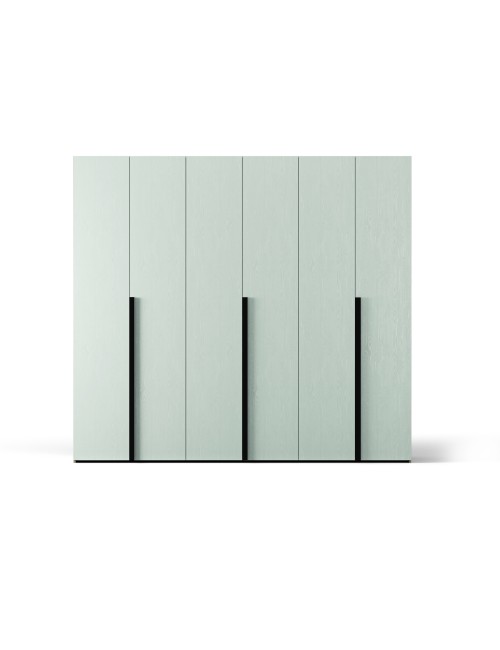Armadio 6 ante battenti bianco portland e maniglie nero opaco Coco 276x60,3x250h
