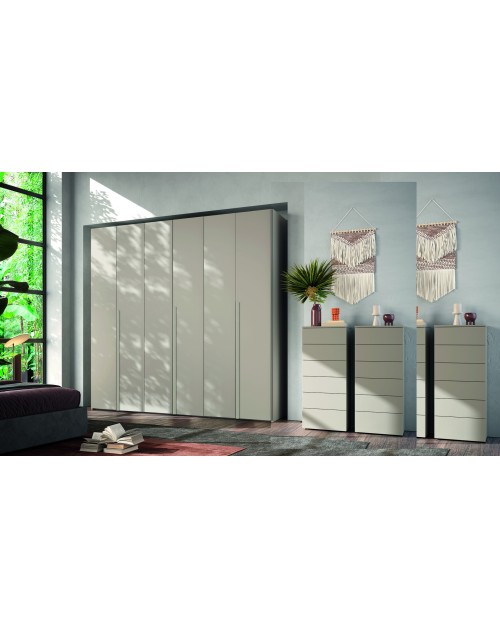 Armadio 6 ante battenti canapa frassinato Coco 276x60,3x250h