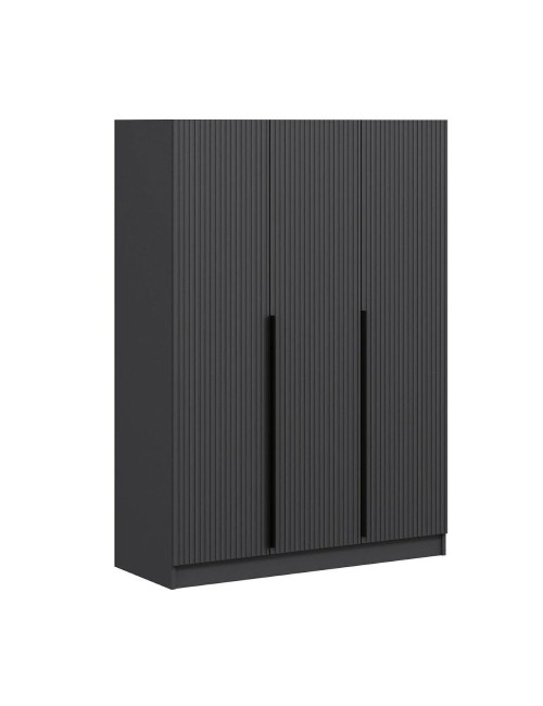 Armadio Kale 3 ante battenti effetto cannettato antracite 135x52x210H – Eleganza e capienza