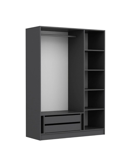 Armadio Kale 3 ante battenti effetto cannettato antracite 135x52x210H – Eleganza e capienza