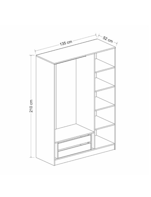 Armadio Kale 3 ante battenti effetto cannettato antracite 135x52x210H – Eleganza e capienza