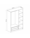 Armadio Kale 3 ante battenti effetto cannettato antracite 135x52x210H – Eleganza e capienza