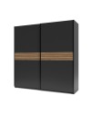 Armadio due ante scorrevoli Metropol colore antracite e inserti rovere – 200x58,1x204,5H