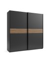 Armadio due ante scorrevoli Metropol colore antracite e inserti rovere – 200x58,1x204,5H