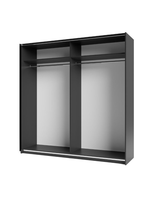 Armadio due ante scorrevoli Metropol colore antracite e inserti rovere – 200x58,1x204,5H