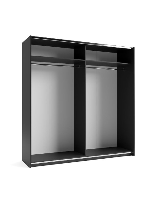 Armadio due ante scorrevoli Metropol colore antracite e inserti rovere – 200x58,1x204,5H