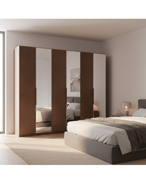 Armadio 6 ante battenti con specchi bronzati Mustella 275x55x240h colore bronzo