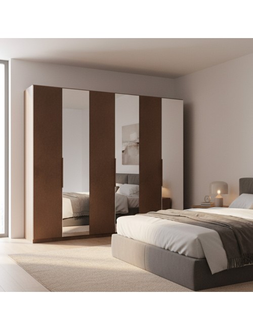 Armadio 6 Ante Battenti con Specchi Bronzati Mustella 275x55x240h