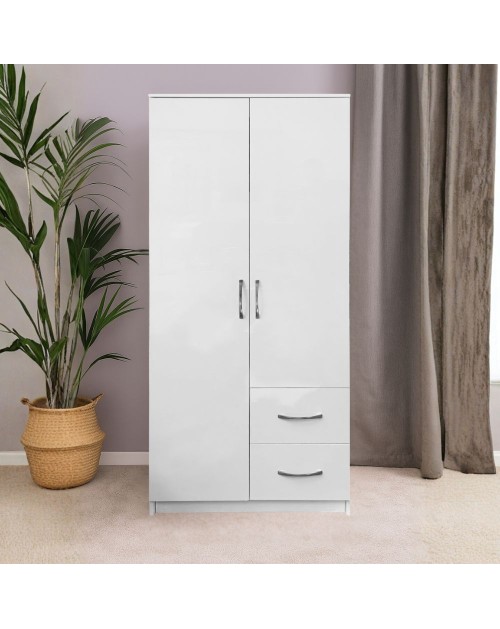 Armadio multiuso Niceville bianco 2 ante e 2 cassetti 76x50x180H