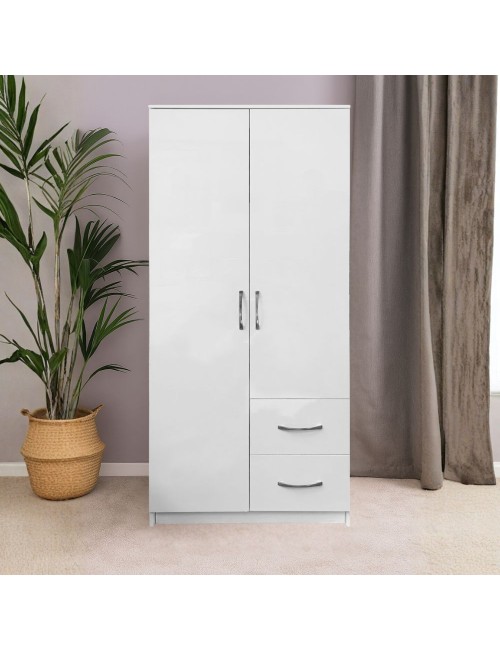 Armadio multiuso Niceville bianco 2 ante e 2 cassetti 76x50x180H