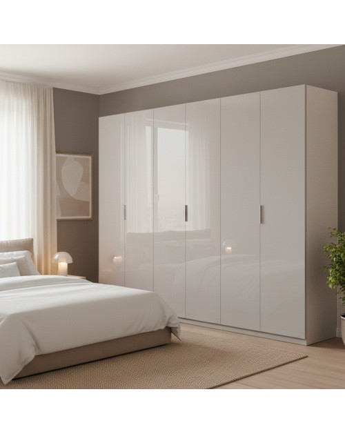Armadio 6 ante bianco lucido Pavese 275x55x240h