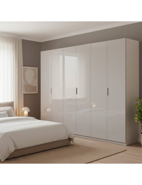 Armadio 6 Ante Bianco Lucido Pavese 275x55x240h Offerta