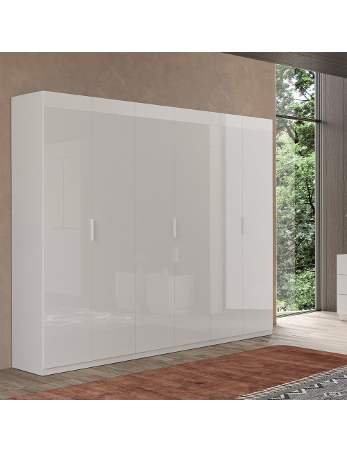 Armadio 6 Ante Bianco Lucido Pavese 275x55x240h Offerta
