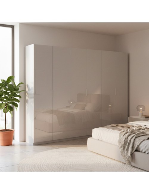 Armadio 6 Ante Bianco Lucido Pavese 275x55x240h Offerta