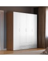 Armadio 4 ante e 2 cassetti Seba4 160x51,6x177h colore bianco e rovere
