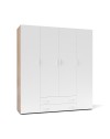 Armadio 4 ante e 2 cassetti Seba4 160x51,6x177h colore bianco e rovere