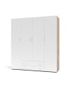 Armadio 4 ante e 2 cassetti Seba4 160x51,6x177h colore bianco e rovere