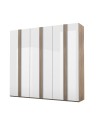 Armadio Selva 6 Ante Battenti Rovere Caramello e Bianco Lucido dal Design Moderno