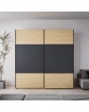 Armadio 2 ante scorrevoli rovere con dettaglio antracite Loft2 200x58.1x204.5H
