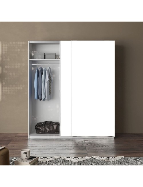 Armadio due ante scorrevoli bianco opaco Swing – 180x55x210H