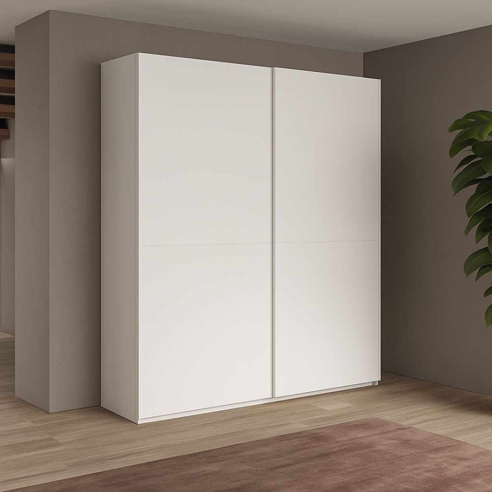 Armadio due ante scorrevoli bianco opaco Swing – 180x55x230H