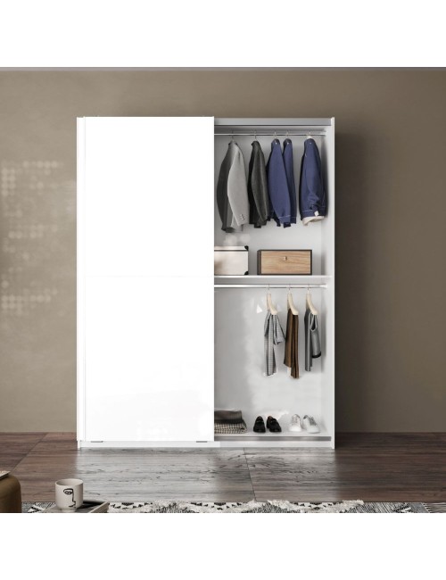 Armadio due ante scorrevoli bianco opaco Swing – 180x55x230H